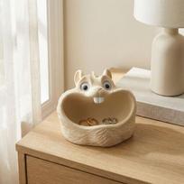 Aberto Design dekoratyvinis indas sulkmenoms Cutie Squirrel, 15x13x9 cm, smėlio spalvos