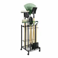 Sodo įrankių stelažas su ratukais, juodas, 1 vnt.