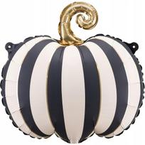 Helio balionas "moliūgas" - matinė kreminė juoda, Halloweeno dekoracija, 39 cm