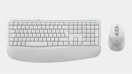 Klaviatūra „Logitech Signature Comfort Plus MK880“ baltas pelės ir klaviatūros rinkinys, „Bluetooth“, pritaikomas naudojant „Logi Options+“.