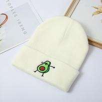 Funny Avocado Cartoon Printing New Hat Winter Women Keep Warm Hip Hop Men Knitted Hats Solid Color Simple Beanies For Women One Size balta