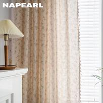 1PC NAPEARL Smėlio spalvos medvilnės lino tiulio verpalų užuolaidų gėlių raštas 40 % šešėliuojančios langų užuolaidos, skirtos svetainės miegamojo balkono dekoravimui W150cm x L60cm