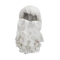 Kalėdų Senelio Plaukų ir Barzdos Rinkinys Šventiniams Scenos Pasiruošimams Beard Wig Hat white