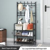Multifunctional Coat Rack with Dustproof Storage and Shoe Rack white