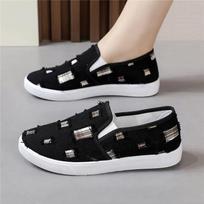 zapatos de mujer women cute anti skid black student school canvas slip on loafers lady casual comfort spring summer shoes ab563 35