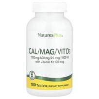 NaturesPlus, Calcium/Magnesium/Vitamin D3 containing Vitamin K2, 180 tablets