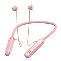 K58pro Wireless Earphones Bluetooth 5.3 Neckband Headphones Gaming LED Display HIFI Headset Sports TWS Earbuds With Mic TF Card rožinė