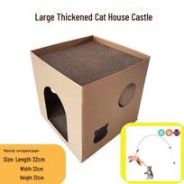 Cat Bed & Scratch Board: Durable, No-Shed Corrugated Cardboard House