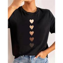 Mylintis širdies raštas Moteriški medvilniniai marškinėliai Vasariniai Juokingi Trumpos rankovės Apvali apykaklė Viršutiniai drabužiai T-shirt Moteriški 90-ųjų Laisvalaikio marškinėliai S įvairiaspalvis