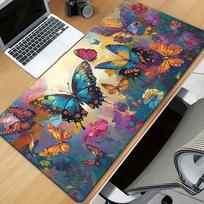 Vibrant Butterfly Floral Mouse Pad  NonSlip Rubber Base Smooth Fabric Surface for Gaming  Office 800X300x2mm