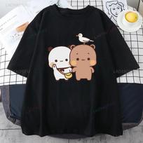 Cute Bear Tshirt Bubu Dudu Cartoon T Shirt Summer Short Sleeve Womens Tee High Quality Cotton Kawaii Couple Clothes Short-sleev S įvairiaspalvis