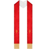 2PCS Reversible Design Pastor Scarf Clergy Stole with Crossed Fringed Decors for Church Service Wedding and Ceremonies S