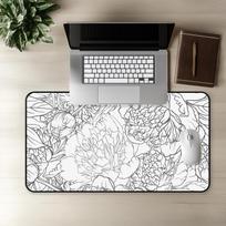 Black and White Floral Pattern Placematelegant and Unique Mouse Padstylish Desk Matmodern Office Desk Accessorydesk Mat Gift LockEdge 300x800x3mm