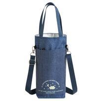 Portable Water Bottle Shoulder Bag Hands-Free Creative Milk Tea Tote Bag Universal Oxford Cloth Thermos Cup Carrier Bag