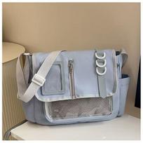 2025 Y2K Japanese Harajuku School Bags for Girls New Transparent Itabag Shoulder Crossbody Bag DIY Badges Display Plate Ita Bag mėlyna