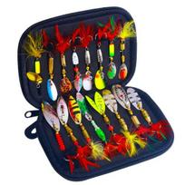 16 vnt. žūklės masalo suktukas su laikymo dėžute Treble Hook Dizainas Ryškios spalvos Realistiškas Spinner jauko dirbtinio masalo rinkinys 16pcs