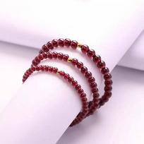 999 Pure Gold Garnet Bracelet: Elegant Slim Design, High-End Gift for Women