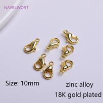18K Gold Plating Brass Lobster Clasps Connector Lobster Clasp With Closed Ring For Necklace Bracelet Making Findings 10 pieces