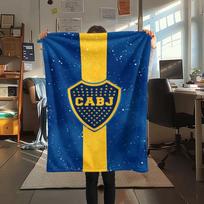 1Pc Boca Juniors Print Flannel Blanket High Quality Warm Comfortable Cover for All Seasons Perfect for Gifts Home Decor 80cm x 120cm