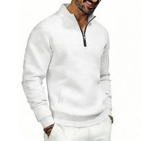 Men Retro Loose Textured Quarter Zip Stand Collar Casual Commute Sweatshirt S balta