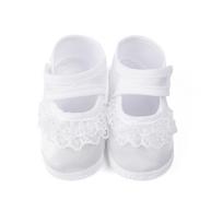 Minkšto paduko mergaičių kasdieniai batukai su nėriniais krikštynoms 9cm (0-6 Months) white