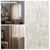 1PC NAPEARL Smėlio spalvos medvilnės lino tiulio verpalų užuolaidos šiuolaikiškos kietos 40 % pusiau šešėlinės lango užuolaidos, skirtos svetainės miegamojo namų dekoravimui W150cm x L60cm