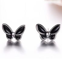 Temperament Epoxy Earrings Women's Fashion Black Butterfly Earrings Personality Pastoral Earrings
