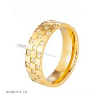 Light Luxury Sugar Cube Chessboard Diamond Ring Titanium Steel Electroplating Advanced Sense Ring Ins Neutral Wind Accessories 6