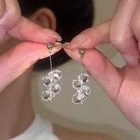 Small fresh glass fringed earrings 2025 new niche design temperament high-end earrings studs