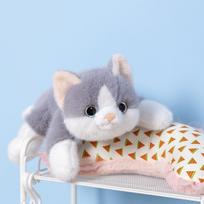 Cute cat doll simulation kitten plush toy children's throw pillow soothing doll girl birthday gift 30cm pilka spalva