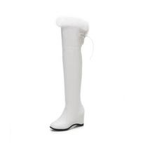 Autumn Winter Women Over The Knee Boots Fur Women Boots Platform Lnternal Increase High Heels Ladies Thigh High Boots 33-44 35