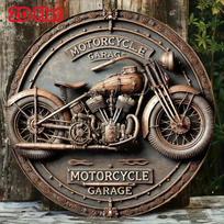 Retro motociklo metalinis skardinis ženklas, vintažinis garažo sienų dekoras 20x20 įvairiaspalvis