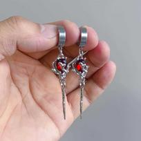 Blood Stone Scepter Earring,Gothic Jewelry,Witch Accessories,Pagan,Mystery,Vintage,Red Water Drop,Punk,Magic Earring For Women