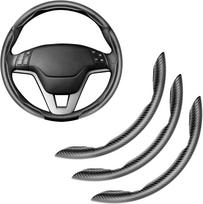 3pcs Black Carbon Fiber Texture Car Steering Wheel Cover Round Steering Wheel Decorative Wrap Auto Interior Modification Accessories juoda