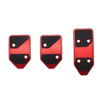 Accelerator Brake Clutch Pedal Covers Non Slip Rubber and Aluminum Stylish Car Foot Pedal Pads Red raudona