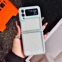 Fold Phone case Diamond Border Samsung S25 Ultra Phone Case S24 Transparent Full-coverage Protector, S23 Soft Anti-fall A56A16 For Samsung S24 mėlyna