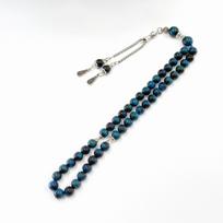Islamiški maldos karoliukai Tigro akmens 8 mm 45 karoliukai Musulmoniški maldos karoliukai Misbaha Arabiška apyrankė Šlovinant Jį Tisabiha Rožančius 33CM&8mm žalsvai mėlyna