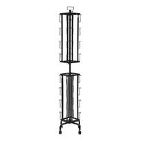 Greeting Cards Display Rack, 32 Pockets Rotating Postcard Brochure Display Stand, 360° Spinning Card Display Rack with Sign Holder & 4 Wheels (2