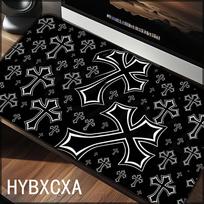 HYBXAXC Black White Cross Pattern Mouse Pad Gothic NonSlip Desk Mat for Gamers Gaming Keyboard Mats Large XXL Gamer Mousepad 400X800X2MM