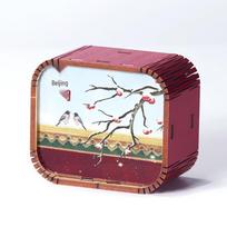 Original Wooden Wind-up Mini City Music Box: New Chinese Style Gift & Souvenir