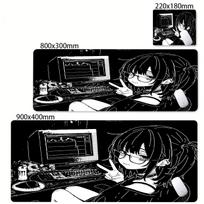 XXL Anime Girl Mouse Pad Black White Mousepad Large Gaming Keyboard Pads Office Pc Accessories Desk Mat PC Cabinet Mats Rug 800x300x2mm