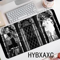 HYBXAXC Large Gaming Mouse Pad Black White Gothic Stained Glass Art Antislip Rubber Desk Mat For PC Laptop Office Decor 800x400x2mm