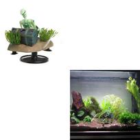 Aquarium Skull Decorations Small Skeleton Ornaments Fish for Tank Landscape Accessories with Air Hose žalia