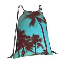 Vintage Tropical Palms Pattern Design Bagpack School Bags Aged Background Beach Blue Calm Caribbean Cloud Coast Concept Dawn OneSize