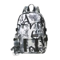 Grafiti Vyras Kolegijos Studentas Didelės Talpos Vidurinės Mokyklos Studentas Paauglys Madingas Prekės ženklas Harajuku Trend Kuprinė Moteris Šaunus Single package balta