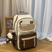 Cute Cat Backpack Female Junior High School Student Large Capacity Computer Travel Backpack High School Student Schoolbag Tide Single pack ruda