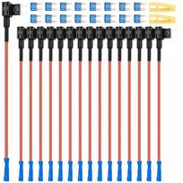 16Pcs Mini Fuse Tap, 12V Add-a-Circuit Adapter With 15 Amp APM ATM Blade Fuse Sets, Puller and Heat Shrink Butt Connector 16pcs