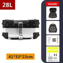36L 45L 55L Universal Motorcycle Rear Luggage Box 65L 80L 100L Aluminum Motorcycle Tail Box Moto Top Case Key Lock Storage Trunk 28L A Silver black
