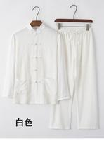 Men Chinese Style Traditional Tang Suit Loose Long Sleeve Tai Chi Clothing Set M balta