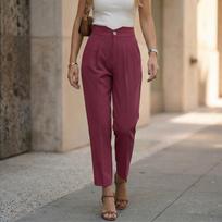 High Waist Straight Leg Trousers for Women Classic Fit with Button and Zip Closure Office Casual Pants XXXL